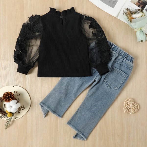 Liuliukd|3D Flower Clothing For Girls-Black-Kids
