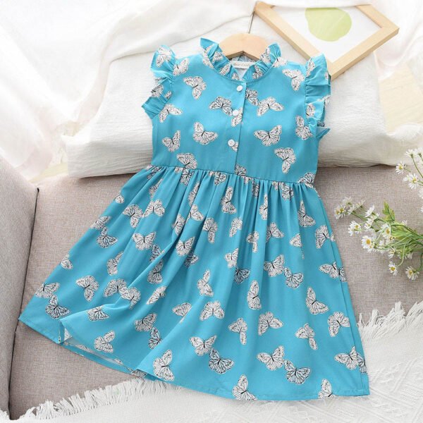 Liuliukd|Butterfly Girls Dresses-Blue-Kids