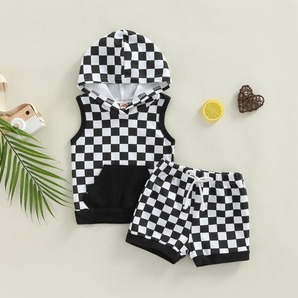 Liuliukd|Checkerboard Plaid Toddler Boys Clothing-Black-Kids