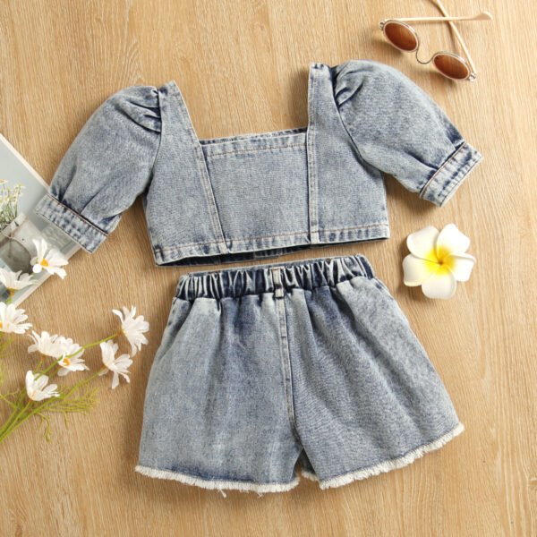 Liuliukd|Denim Flower Kids Clothing Girls-Blue-Kids