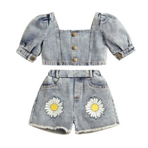 Liuliukd|Denim Flower Kids Clothing Girls-Kids