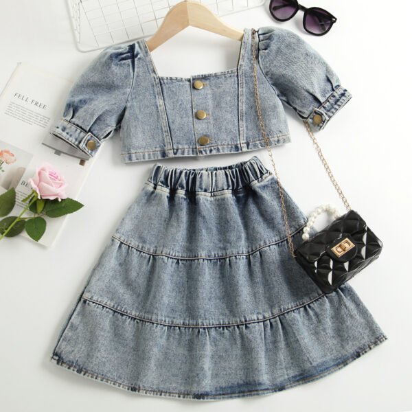 Liuliukd|Denim Toddler Girls Clothing-Blue-Kids