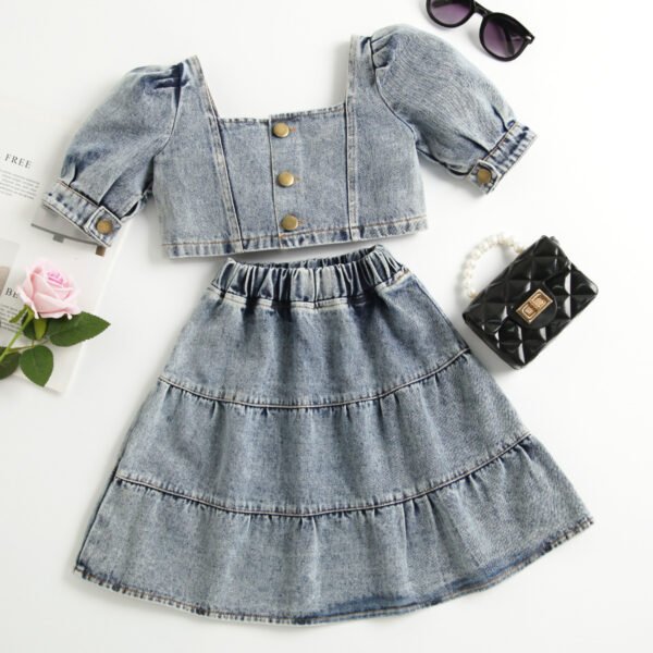 Liuliukd|Denim Toddler Girls Clothing-Blue-Kids