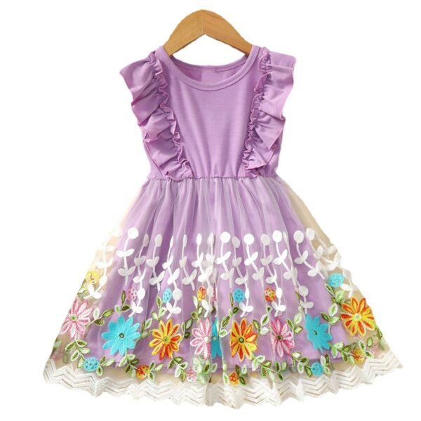 Liuliukd|Embroidery Flower Girls Princess Dress-Kids