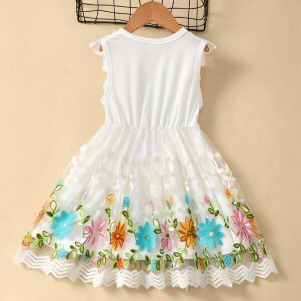 Liuliukd|Embroidery Flower Girls Princess Dress-White-Kids