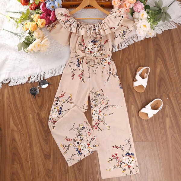 Liuliukd|Floral Jumpsut Kids Wear Girl-Pink-Teenager