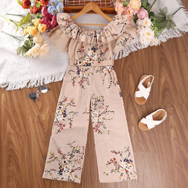 Liuliukd|Floral Jumpsut Kids Wear Girl-Pink-Teenager