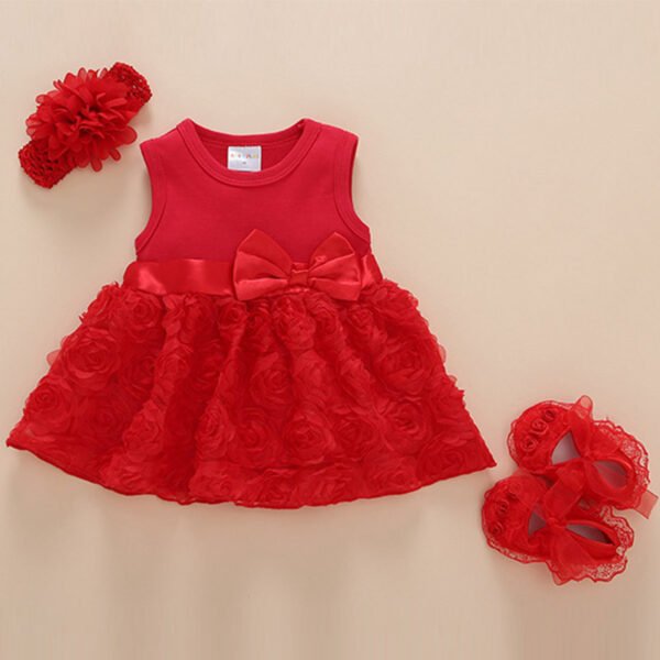 Liuliukd|Flower Baby Girl Dresses-Red-Baby