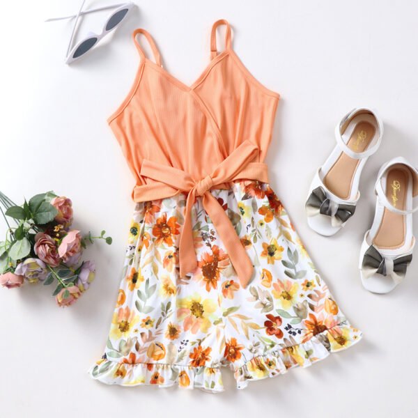 Liuliukd|Flower Girls Jumpsuits-Orange-Teenager