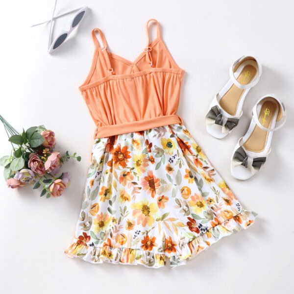 Liuliukd|Flower Girls Jumpsuits-Orange-Teenager