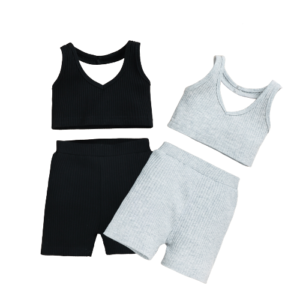 Liuliukd|Knitted Halter Backless Tracksuits Girls Outfit-Kids