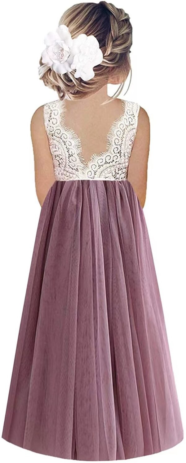 Liuliukd|Lace Backless A Line Straight Tutu Tulle Girls Party Dress-Purple-Kids-Teenager