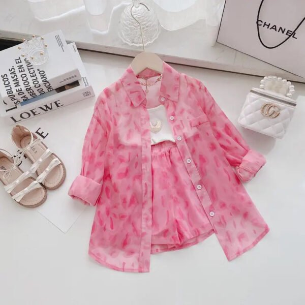Liuliukd|Leopard Sunscreen Summer Kids Clothes-Pink-Kids