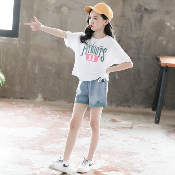 Liuliukd|Letter Girls Sports Suit-White-Teenager