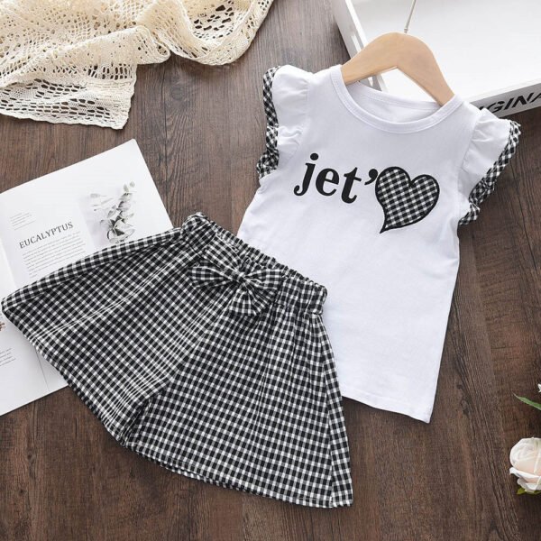 Liuliukd|Letter Plaid Toddler Girls Clothing-Black-Kids