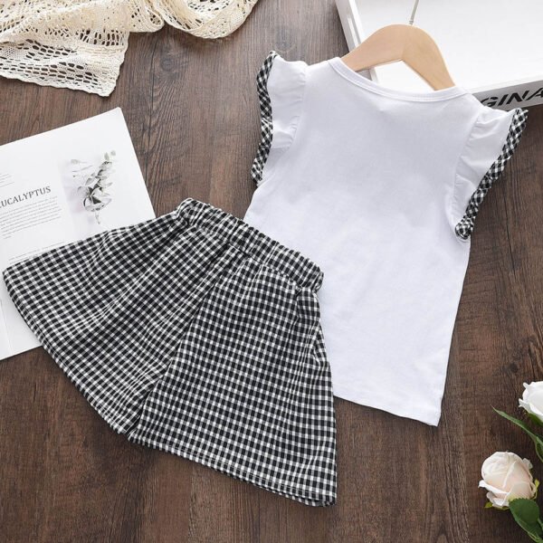 Liuliukd|Letter Plaid Toddler Girls Clothing-Black-Kids