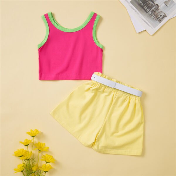 Liuliukd|Letter Vest Shorts Girls Clothes-Pink-Kids