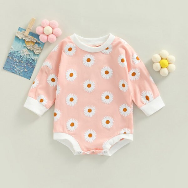 Liuliukd|Long Sleeve Floral Baby Rompers-Pink-Baby