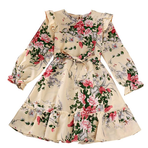 Liuliukd|Long Sleeve Floral Children Dress-Teenager