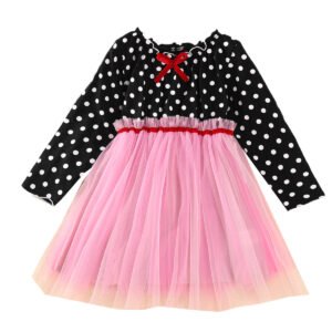 Liuliukd|Long Sleeve Polka Dot Kids Dresses For Girls-Kids