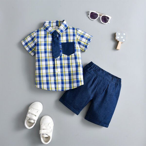 Liuliukd|Plaid Baby Boy Clothes-Blue-Kids