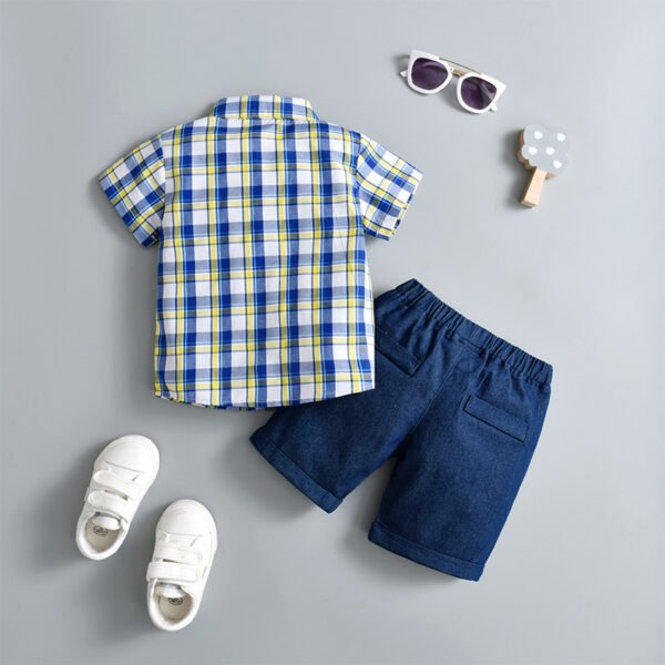 Liuliukd|Plaid Baby Boy Clothes-Blue-Kids