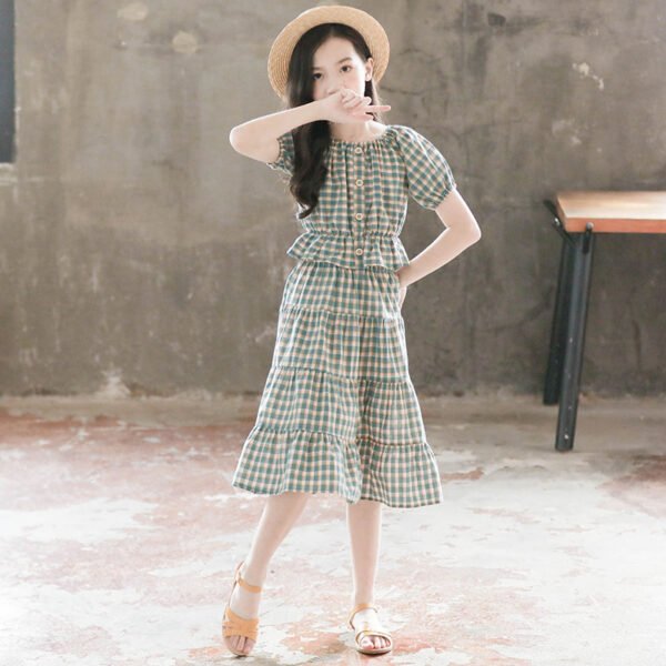 Liuliukd|Plaid Children Wear-Green-Teenage