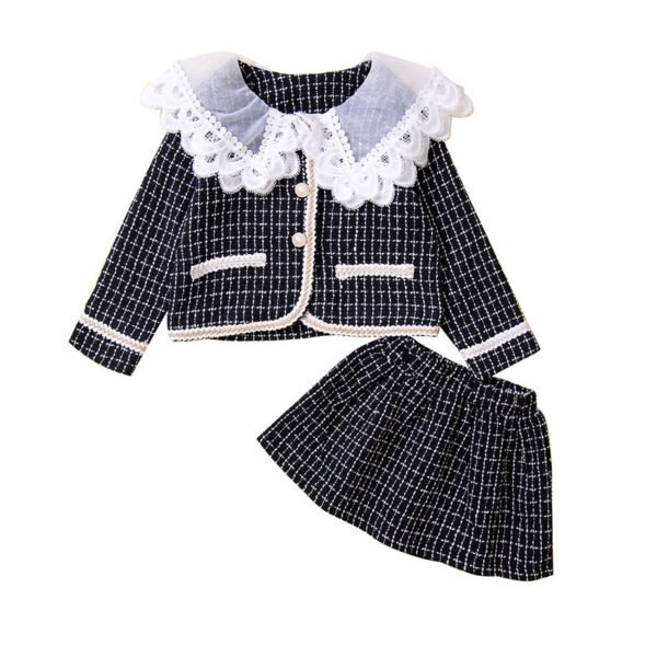 Liuliukd|Plaid Girl Clothes Sets-Black-Kids