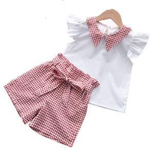 Liuliukd|Plaid Lapel Top Shorts Kids Summer Clothing Sets-Kids