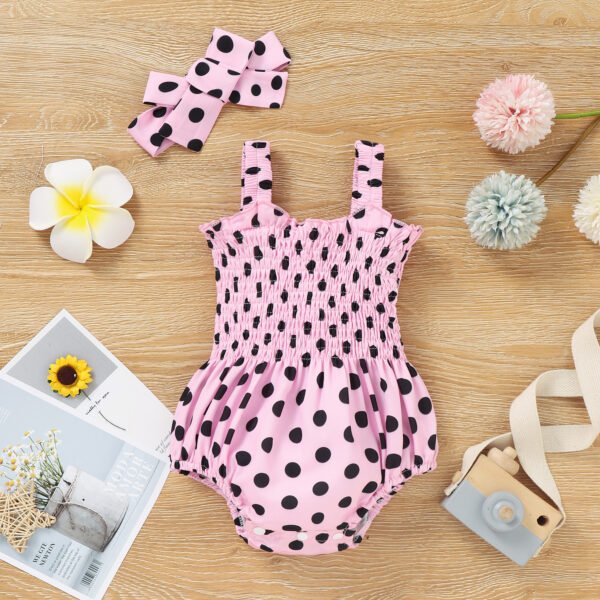 Liuliukd|Polka Dot Baby Girls Rompers-Pink-Baby