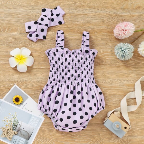 Liuliukd|Polka Dot Baby Girls Rompers-Purple-Baby