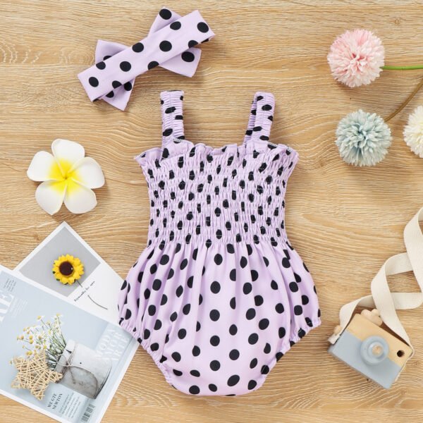 Liuliukd|Polka Dot Baby Girls Rompers-Purple-Baby