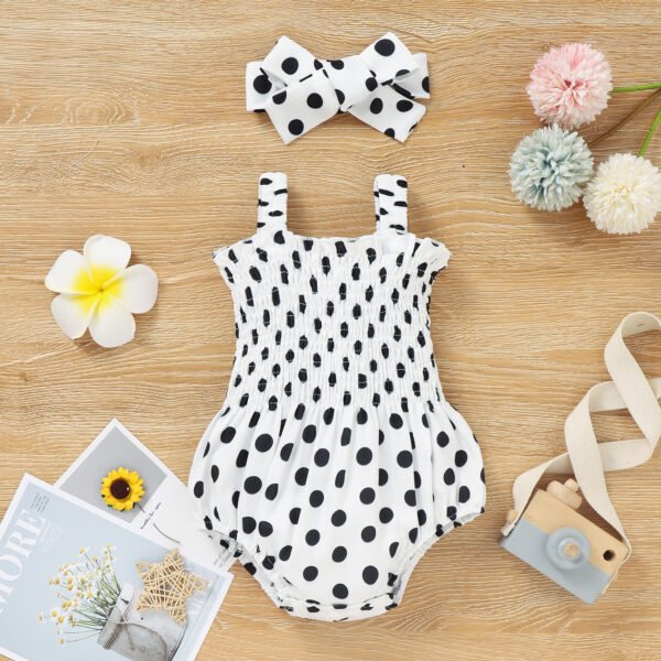 Liuliukd|Polka Dot Baby Girls Rompers-White-Baby