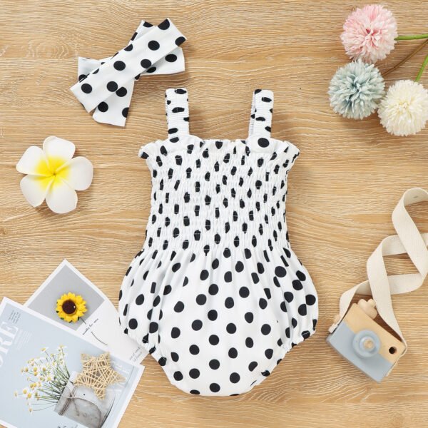 Liuliukd|Polka Dot Baby Girls Rompers-White-Baby