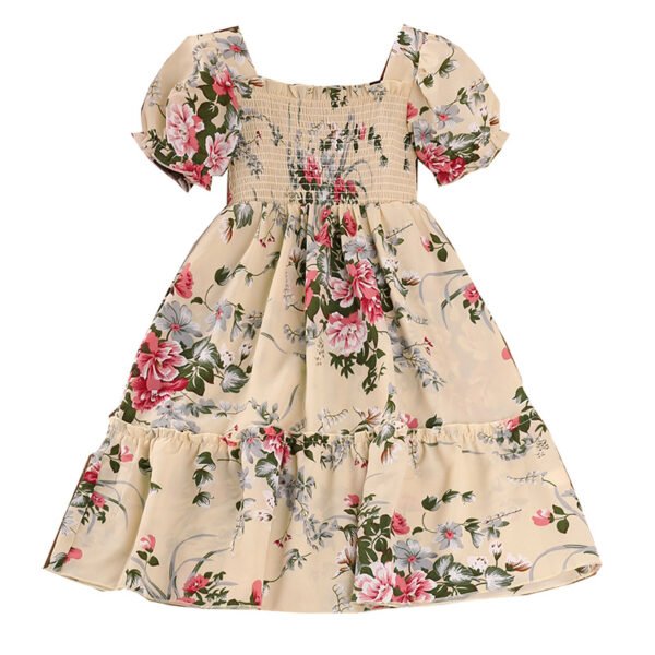 Liuliukd|Puff Sleeve Floral Dress For Kids Girl-Teenager