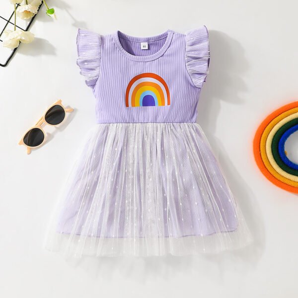 Liuliukd|Rainbow Baby Girl Dresses-Purple-Kids