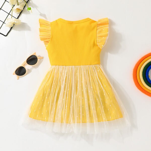 Liuliukd|Rainbow Baby Girl Dresses-Yellow-Kids