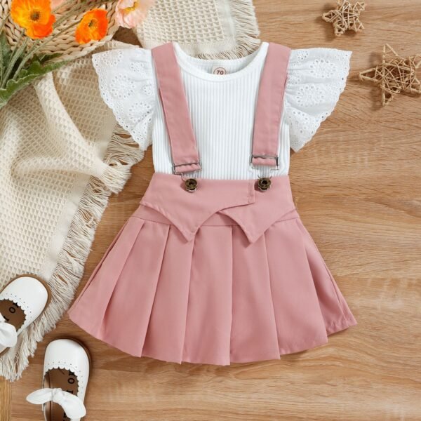 Liuliukd|Romper Suspender Skirt Baby Clothes Set-Pink-Baby