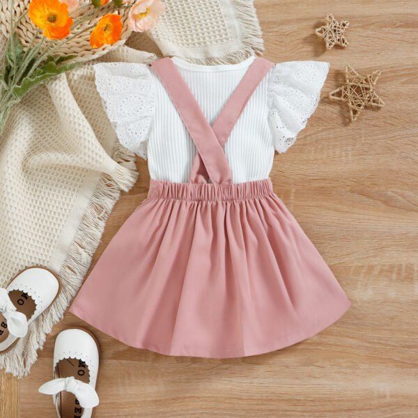 Liuliukd|Romper Suspender Skirt Baby Clothes Set-Pink-Baby