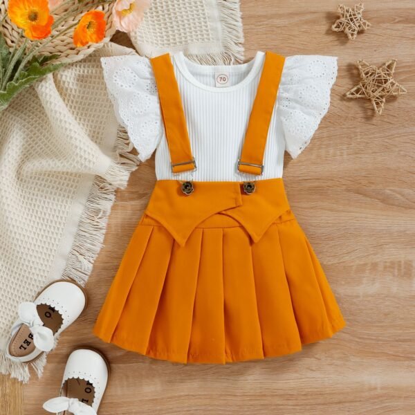 Liuliukd|Romper Suspender Skirt Baby Clothes Set-Yellow-Baby