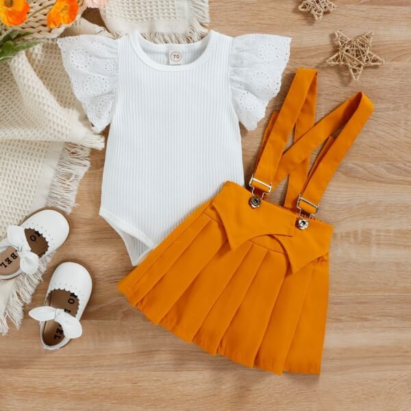 Liuliukd|Romper Suspender Skirt Baby Clothes Set-Yellow-Baby