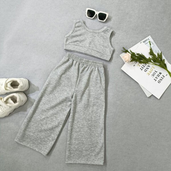 Liuliukd|Sleeveless Vest Solid Color Set Children Clothing-Gray-Kids