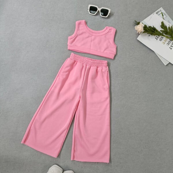 Liuliukd|Sleeveless Vest Solid Color Set Children Clothing-Pink-Kids