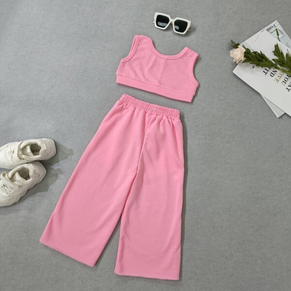 Liuliukd|Sleeveless Vest Solid Color Set Children Clothing-Pink-Kids