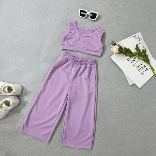 Liuliukd|Sleeveless Vest Solid Color Set Children Clothing-Purple-Kids