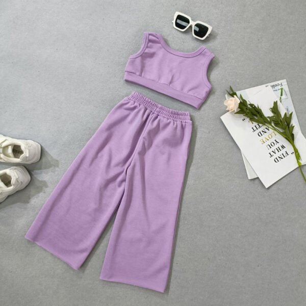 Liuliukd|Sleeveless Vest Solid Color Set Children Clothing-Purple-Kids