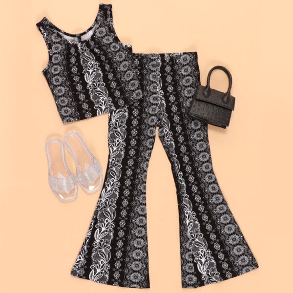 Liuliukd|Snake Print Vest Flared Pants Clothes For Kids-Black-Kids