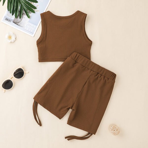 Liuliukd|Solid Color Children Girls Clothes-Brown-Kids