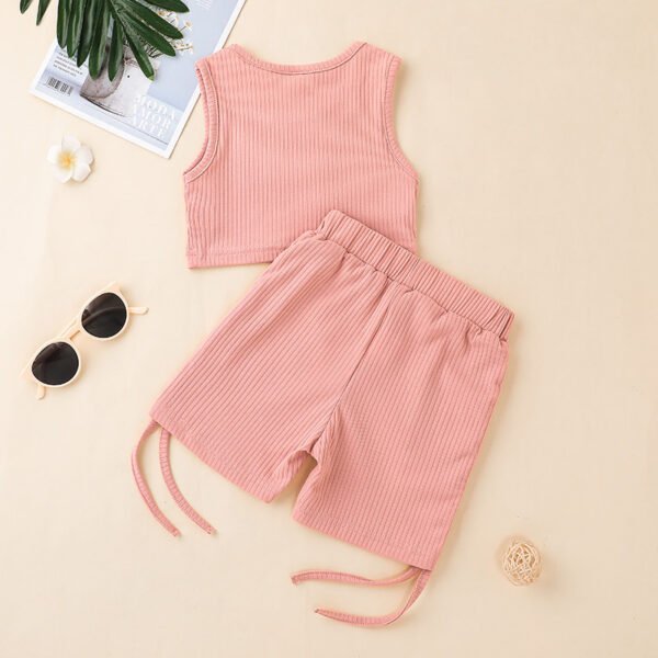 Liuliukd|Solid Color Children Girls Clothes-Pink-Kids