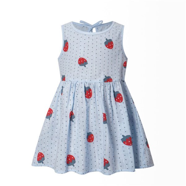 Liuliukd|Strawberry Polka Dot Print Girls Casual Dresses-Purple-Kids